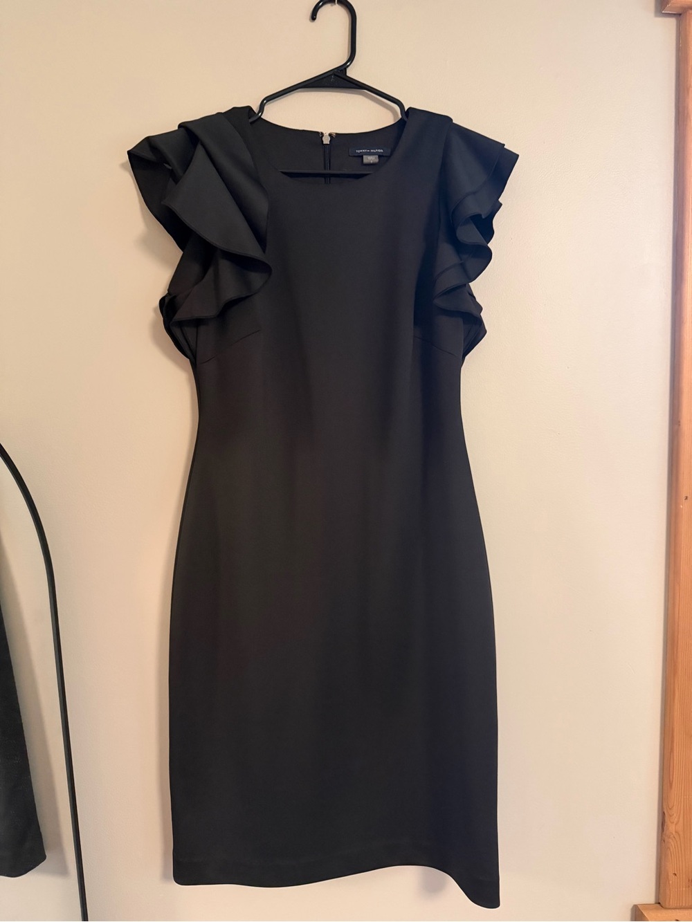 Women's Black Ruffle Sleeve Dress